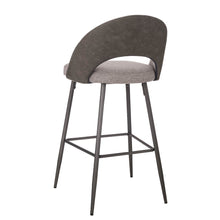 Load image into Gallery viewer, Dark Grey Mixing Fabric/Leatherette Bar Stool with Back and Tapered Metal Legs, Set of 2