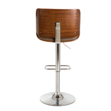 Load image into Gallery viewer, Mid-century Modern Leather Yellowish-brown Adjustable Height Swivel Bar Stool