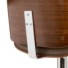 Load image into Gallery viewer, Mid-century Modern Leather Yellowish-brown Adjustable Height Swivel Bar Stool
