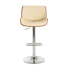 Load image into Gallery viewer, Mid-century Leather Modern Beige Adjustable Height Swivel Bar Stool