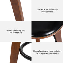 Load image into Gallery viewer, 30"H Bamboo Swivel Upholstery Bar Stool, Set of 2