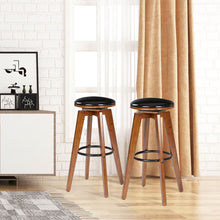 Load image into Gallery viewer, 30"H Bamboo Swivel Upholstery Bar Stool, Set of 2