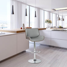 Load image into Gallery viewer, Mid-century Modern Gray Adjustable Height Swivel Bar Stool