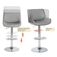 Load image into Gallery viewer, Mid-century Modern Gray Adjustable Height Swivel Bar Stool