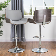 Load image into Gallery viewer, Mid-century Modern Gray Adjustable Height Swivel Bar Stool, Set of 2