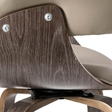 Load image into Gallery viewer, Mid-century Modern Gray PU Leather/ Oak Bentwood Swivel Bar Chair, Set of 2