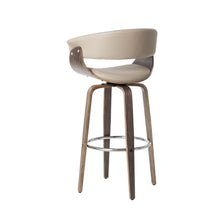 Load image into Gallery viewer, Mid-century Modern Gray PU Leather/ Oak Bentwood Swivel Bar Chair, Set of 2