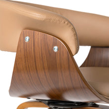 Load image into Gallery viewer, Mid-century Modern Camel PU/Walnut bentwood Swivel Bar Chair, Set of 2