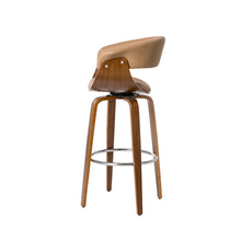 Load image into Gallery viewer, Mid-century Modern Camel PU/Walnut bentwood Swivel Bar Chair, Set of 2