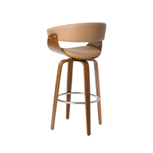 Load image into Gallery viewer, Mid-century Modern Camel PU/Walnut bentwood Swivel Bar Chair, Set of 2
