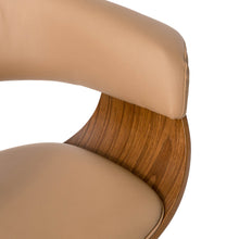 Load image into Gallery viewer, Mid-century Modern Camel PU/Walnut bentwood Swivel Bar Chair, Set of 2