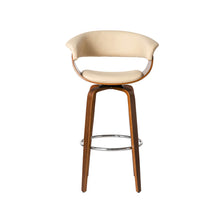 Load image into Gallery viewer, Mid-century Modern Cream PU Leather/Walnut bentwood Swivel Bar Chair, Set of 2