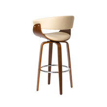 Load image into Gallery viewer, Mid-century Modern Cream PU Leather/Walnut bentwood Swivel Bar Chair, Set of 2