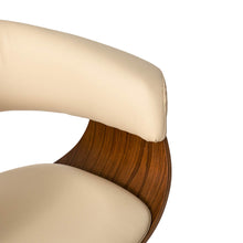 Load image into Gallery viewer, Mid-century Modern Cream PU Leather/Walnut bentwood Swivel Bar Chair, Set of 2