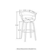 Load image into Gallery viewer, Mid-century Modern Dark Blue Fabric/Walnut Bentwood Swivel Bar Chair, Set of 2