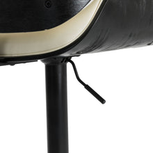 Load image into Gallery viewer, Mid-century Modern White PU and Black Bentwood Adjustable Height Swivel Bar Stool, Set of 2