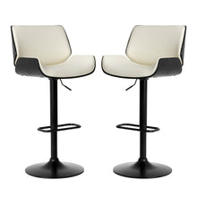 Load image into Gallery viewer, Mid-century Modern White PU and Black Bentwood Adjustable Height Swivel Bar Stool, Set of 2