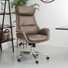 Load image into Gallery viewer, Mid-Century Modern Brownish Grey Leatherette Gaslift Adjustable Swivel Office Chair