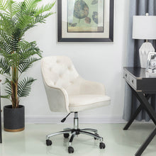 Load image into Gallery viewer, Cream Velvet Gaslift Adjustable Swivel Office Chair/Desk Chair