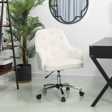 Load image into Gallery viewer, Cream Velvet Gaslift Adjustable Swivel Office Chair/Desk Chair