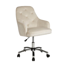 Load image into Gallery viewer, Cream Velvet Gaslift Adjustable Swivel Office Chair/Desk Chair