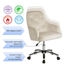 Load image into Gallery viewer, Cream Velvet Gaslift Adjustable Swivel Office Chair/Desk Chair