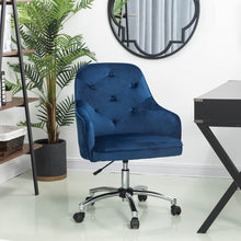 Load image into Gallery viewer, Navy Blue Velvet Gaslift Adjustable Swivel Office Chair/Desk Chair