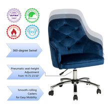 Load image into Gallery viewer, Navy Blue Velvet Gaslift Adjustable Swivel Office Chair/Desk Chair