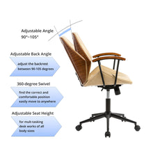 Load image into Gallery viewer, Cream Leatherette Adjustable Swivel Desk Chair/Task Office Chair