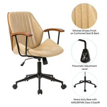 Load image into Gallery viewer, Cream Leatherette Adjustable Swivel Desk Chair/Task Office Chair