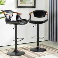 Load image into Gallery viewer, Black Leatherette Gaslift Adjustable Swivwl Bar Stools, Set of 2