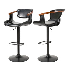 Load image into Gallery viewer, Black Leatherette Gaslift Adjustable Swivwl Bar Stools, Set of 2