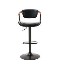 Load image into Gallery viewer, Black Leatherette Gaslift Adjustable Swivwl Bar Stools, Set of 2