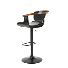 Load image into Gallery viewer, Black Leatherette Gaslift Adjustable Swivwl Bar Stools, Set of 2
