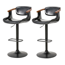 Load image into Gallery viewer, Black Leatherette Gaslift Adjustable Swivwl Bar Stools, Set of 2