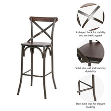 Load image into Gallery viewer, Set of 2 Rustic Steel Bar Stools and One Rustic Steel Square Bar Table