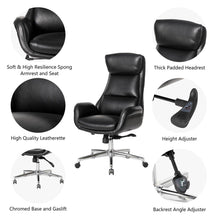Load image into Gallery viewer, Mid-Century Modern Black Leatherette Adjustable Swivel High Back Office Chair