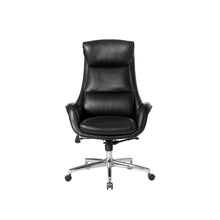 Load image into Gallery viewer, Mid-Century Modern Black Leatherette Adjustable Swivel High Back Office Chair