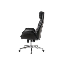 Load image into Gallery viewer, Mid-Century Modern Black Leatherette Adjustable Swivel High Back Office Chair