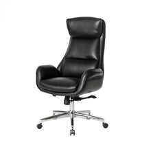 Load image into Gallery viewer, Mid-Century Modern Black Leatherette Adjustable Swivel High Back Office Chair