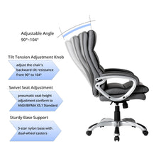 Load image into Gallery viewer, Black PU Leather Gaslift Adjustable High-Back Swivel Office Chair