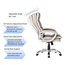 Load image into Gallery viewer, Brown PU Leather Gaslift Adjustable High-Back Swivel Office Chair
