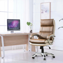 Load image into Gallery viewer, Brown PU Leather Gaslift Adjustable High-Back Swivel Office Chair