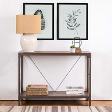 Load image into Gallery viewer, 43.25"L Modern Industrial Brown Wood/Metal Console Table