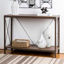 Load image into Gallery viewer, 43.25"L Modern Industrial Brown Wood/Metal Console Table