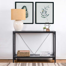 Load image into Gallery viewer, 43.25"L Modern Industrial Black Wood/Metal Console Table