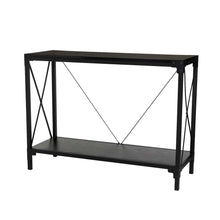 Load image into Gallery viewer, 43.25"L Modern Industrial Black Wood/Metal Console Table