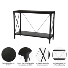Load image into Gallery viewer, 43.25"L Modern Industrial Black Wood/Metal Console Table