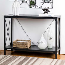 Load image into Gallery viewer, 43.25"L Modern Industrial Black Wood/Metal Console Table