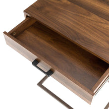 Load image into Gallery viewer, 26"H Modern Industrial Brown Wood/Metal C Side & End Table with a Drawer and 2 USB Charging Ports